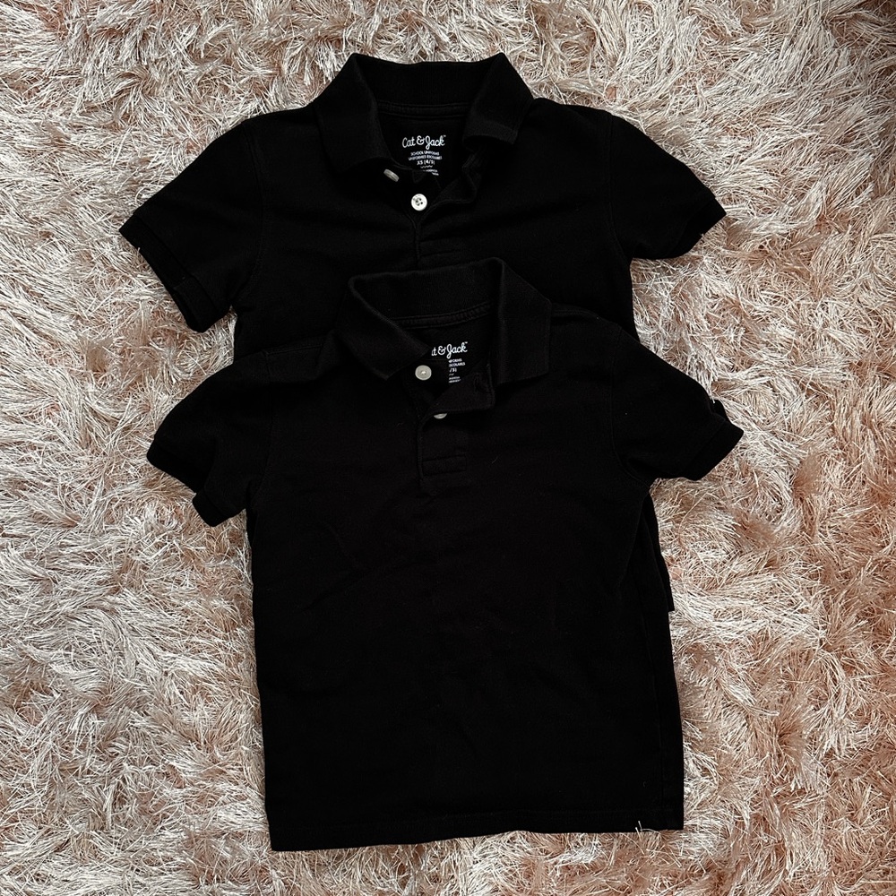 Cat & Jack Boys size XS 4/5 Uniform polo shirts 2 pack black